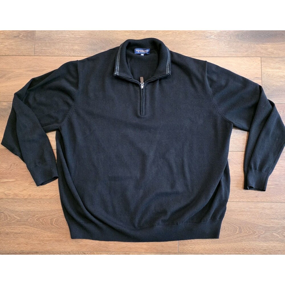 Mock Neck Sweater Mens 2XB 1/4 Zip Big Long Sleeve Pullover  Roundtree & Yorke